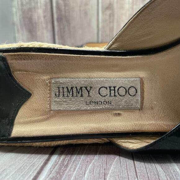Jimmy Choo Patent Leather Phyllis Espadrille Platform Wedge Sandals Size 40 - Picture 8 of 11